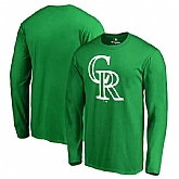 Men's Colorado Rockies Fanatics Branded Kelly Green St. Patrick's Day White Logo Long Sleeve T-Shirt,baseball caps,new era cap wholesale,wholesale hats